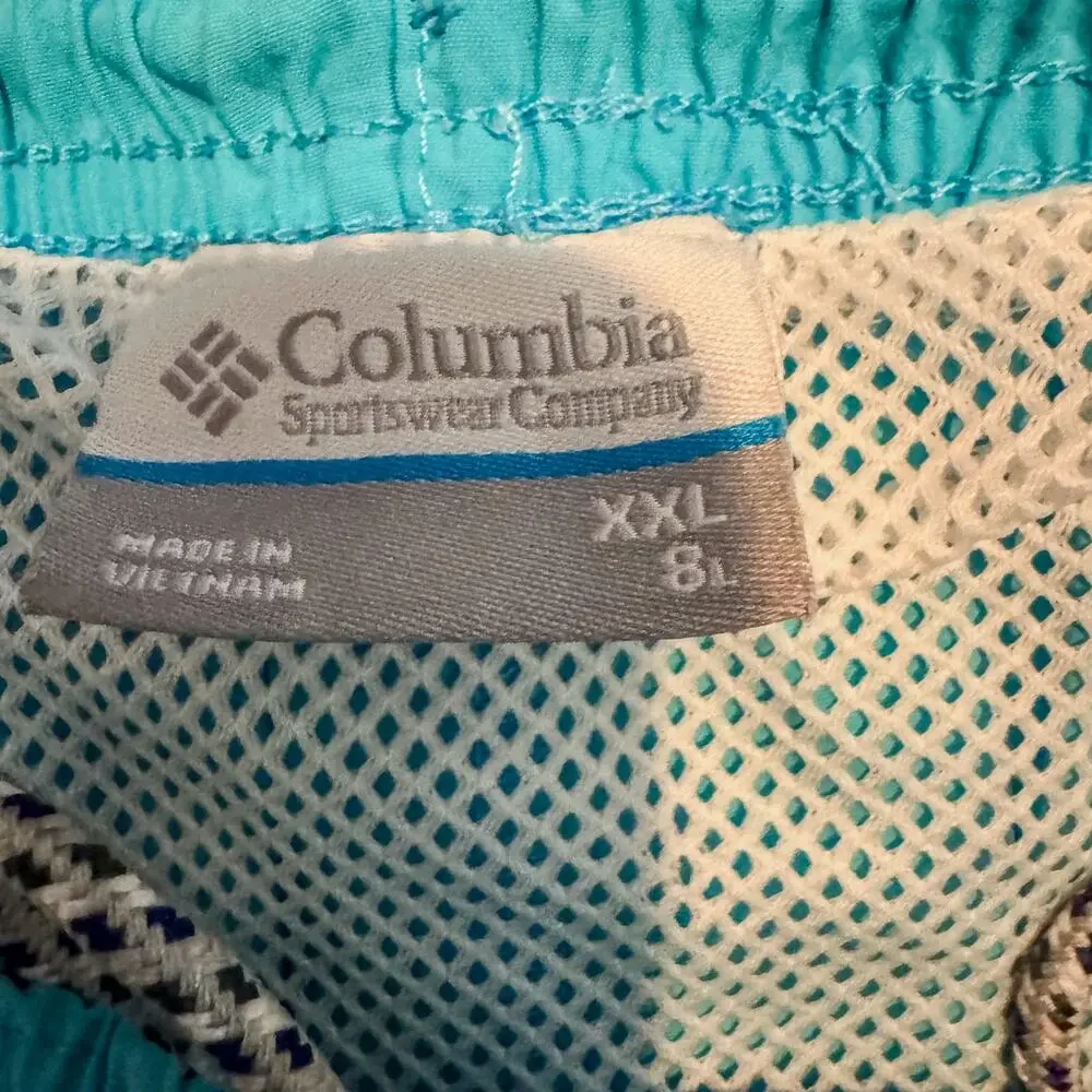 Columbia PFG Aqua Blue Board Shorts Swim Trunk Mesh Lining XXL / 2XL